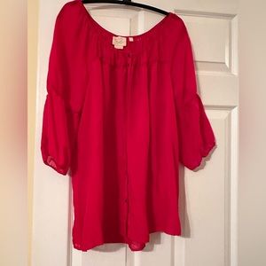 Anthro Red Silk blouse szL